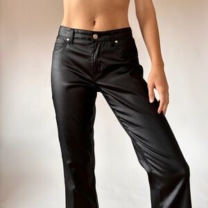 H&M Mom Jean Ultra High Waist Wet Look Jeans, Size 0